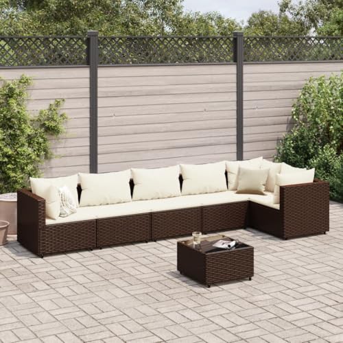 Juroupi 7-TLG. Garten-Lounge-Set mit Kissen BalkonmöBel Set Gartenlounge Outdoor Garten MöBel Set Braun Poly Rattan - 3308113 von Juroupi