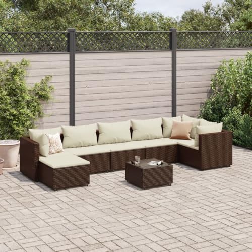Juroupi 8-TLG. Garten-Lounge-Set mit Kissen BalkonmöBel Set Gartenlounge Outdoor Garten MöBel Set Braun Poly Rattan - 3308233 von Juroupi