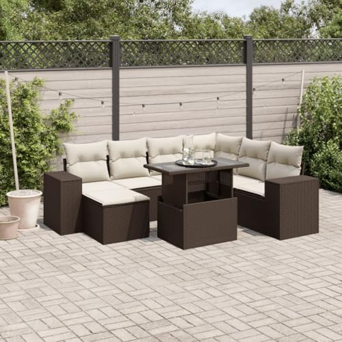Juroupi 8-TLG. Garten-Sofagarnitur mit Kissen Garten Set MöBel Lounge MöBel Outdoor Lounge Sofa Outdoor Braun Poly Rattan - 3269333 von Juroupi