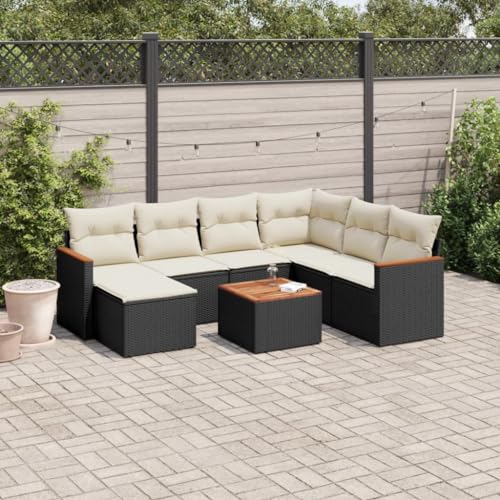 Juroupi 8-TLG. Garten-Sofagarnitur mit Kissen Outdoor Sofa Garten LoungemöBel Set Balkonsofa LoungemöBel TerrassenmöBel Schwarz Poly Rattan - 3258612 von Juroupi
