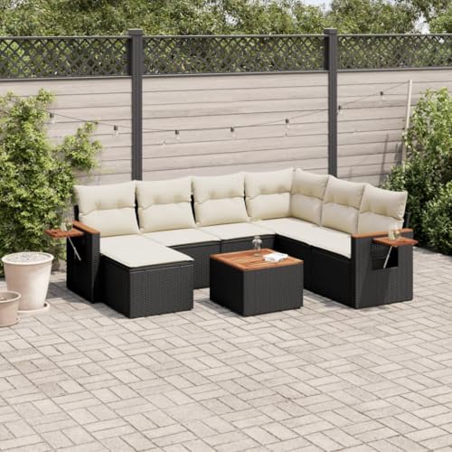 Juroupi 8-TLG. Garten-Sofagarnitur mit Kissen Outdoor Sofa Garten LoungemöBel Set Balkonsofa LoungemöBel TerrassenmöBel Schwarz Poly Rattan - 3259452 von Juroupi