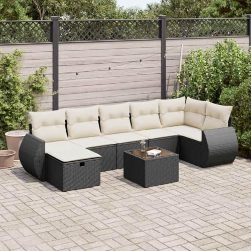 Juroupi 8-TLG. Garten-Sofagarnitur mit Kissen Outdoor Sofa Garten LoungemöBel Set Balkonsofa LoungemöBel TerrassenmöBel Schwarz Poly Rattan - 3325612 von Juroupi