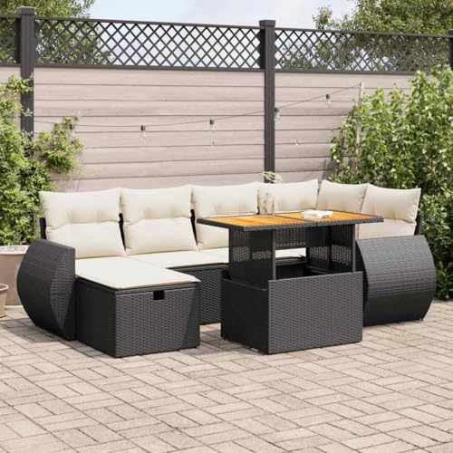 Juroupi 8-TLG. Garten-Sofagarnitur mit Kissen Outdoor Sofa Garten LoungemöBel Set TerrassenmöBel LoungemöBel Terrasse Schwarz Poly Rattan - 3328057 von Juroupi