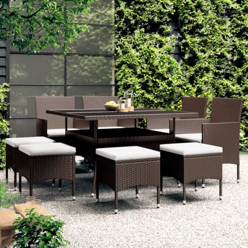 Juroupi 9-TLG. Garten-Essgruppe Sitzgruppe Outdoor Terrassen-Sitzgruppe Garten-Essgruppe TerrassenmöBel Poly Rattan Braun Juroupi 9-TLG. Garten-Essgruppe Sitzgruppe Outdoor Terrassen-Sitzgruppe Garten-Essgruppe TerrassenmöBel Poly Rattan Braun von Juroupi