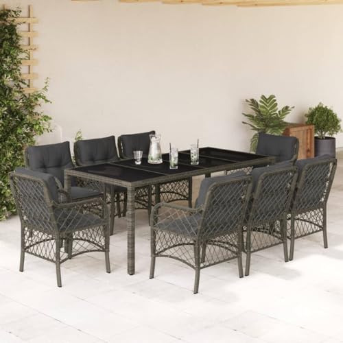 Juroupi 9-TLG. Garten-Essgruppe mit Kissen Gartenlounge Outdoor Garten Essgruppe Gartentisch Set Garten Sitzgruppe Grau Poly Rattan - 3212035 Juroupi 9-TLG. Garten-Essgruppe mit Kissen Gartenlounge Outdoor Garten Essgruppe Gartentisch Set Garten Sitzgruppe Grau Poly Rattan - 3212035 von Juroupi