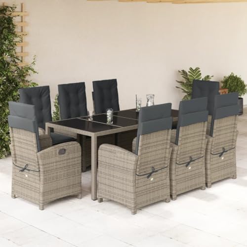 Juroupi 9-TLG. Garten-Essgruppe mit Kissen Gartenlounge Outdoor Garten Essgruppe Gartentisch Set Garten Sitzgruppe Grau Poly Rattan - 3212219 Juroupi 9-TLG. Garten-Essgruppe mit Kissen Gartenlounge Outdoor Garten Essgruppe Gartentisch Set Garten Sitzgruppe Grau Poly Rattan - 3212219 von Juroupi