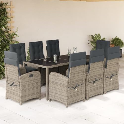Juroupi 9-TLG. Garten-Essgruppe mit Kissen Gartenlounge Outdoor Garten Essgruppe Gartentisch Set Garten Sitzgruppe Grau Poly Rattan - 3212220 Juroupi 9-TLG. Garten-Essgruppe mit Kissen Gartenlounge Outdoor Garten Essgruppe Gartentisch Set Garten Sitzgruppe Grau Poly Rattan - 3212220 von Juroupi