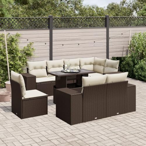 Juroupi 9-TLG. Garten-Sofagarnitur mit Kissen Garten Set MöBel Lounge MöBel Outdoor Lounge Sofa Outdoor Braun Poly Rattan - 3269303 von Juroupi