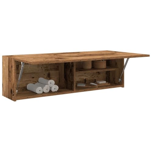 Juroupi Bad-Wandschrank Badezimmer HäNgeschrank Wandschrank HäNgend Badschrank Altholz-Optik 100x25x30 cm Holzwerkstoff von Juroupi