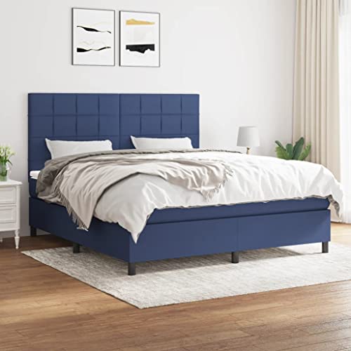 Juroupi Boxspringbett mit Matratze Bett Mit Matratze Bett Mit Bettkasten Boxspringbetten Mit Matratze Blau 160x200 cm Stoff - 3141791 von Juroupi