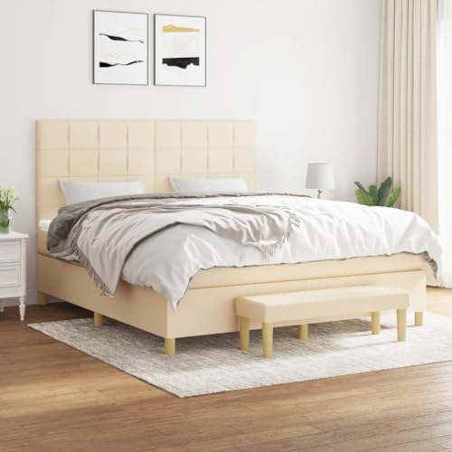 Juroupi Boxspringbett mit Matratze Bett Mit Matratze Bett Mit Bettkasten Boxspringbetten Mit Matratze Creme 160x200 cm Stoff - 3137170 von Juroupi