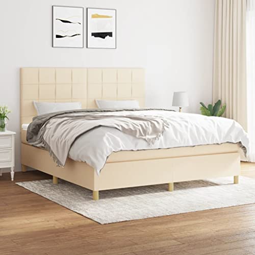 Juroupi Boxspringbett mit Matratze Bett Mit Matratze Bett Mit Bettkasten Boxspringbetten Mit Matratze Creme 160x200 cm Stoff - 3142350 von Juroupi