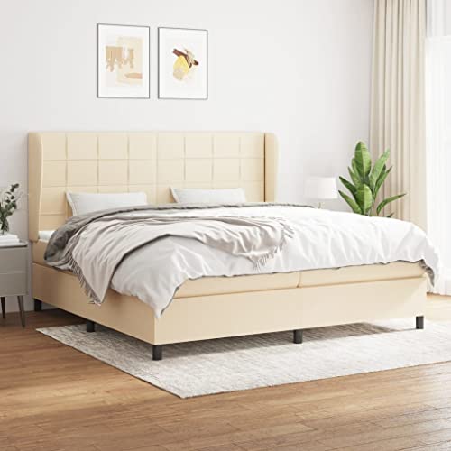 Juroupi Boxspringbett mit Matratze Bett Mit Matratze Bett Mit Bettkasten Boxspringbetten Mit Matratze Creme 200x200 cm Stoff - 3127994 von Juroupi