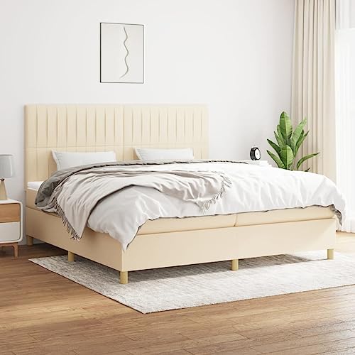 Juroupi Boxspringbett mit Matratze Bett Mit Matratze Bett Mit Bettkasten Boxspringbetten Mit Matratze Creme 200x200 cm Stoff - 3142526 von Juroupi