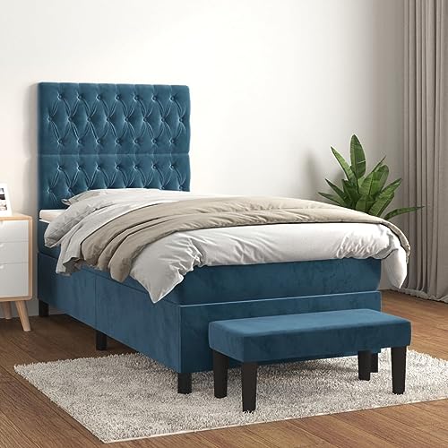 Juroupi Boxspringbett mit Matratze Bett Mit Matratze Bett Mit Bettkasten Boxspringbetten Mit Matratze Dunkelblau 100x200 cm Samt - 3138011 von Juroupi