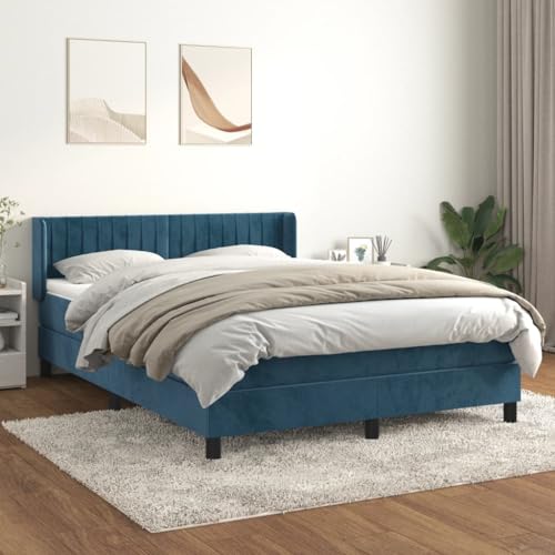 Juroupi Boxspringbett mit Matratze Bett Mit Matratze Bett Mit Bettkasten Boxspringbetten Mit Matratze Dunkelblau 140x190 cm Samt - 3131079 von Juroupi