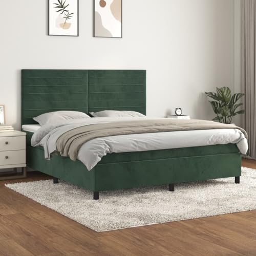 Juroupi Boxspringbett mit Matratze Bett Mit Matratze Bett Mit Bettkasten Boxspringbetten Mit Matratze Dunkelgrün 160x200 cm Samt - 3143094 von Juroupi