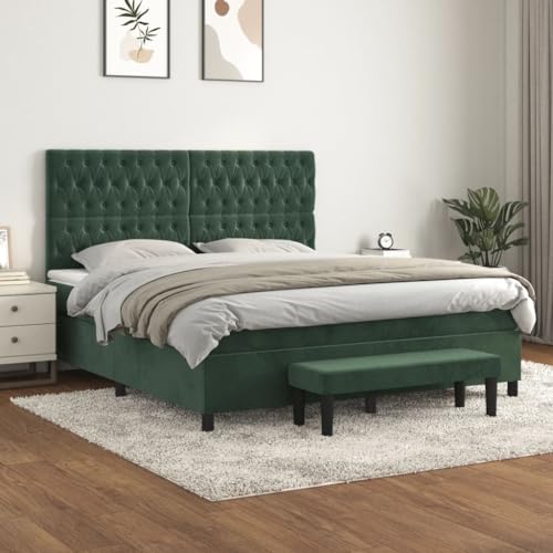 Juroupi Boxspringbett mit Matratze Bett Mit Matratze Bett Mit Bettkasten Boxspringbetten Mit Matratze Dunkelgrün 180x200 cm Samt - 3138040 von Juroupi