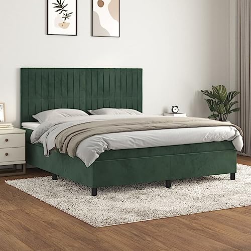 Juroupi Boxspringbett mit Matratze Bett Mit Matratze Bett Mit Bettkasten Boxspringbetten Mit Matratze Dunkelgrün 180x200 cm Samt - 3143160 von Juroupi