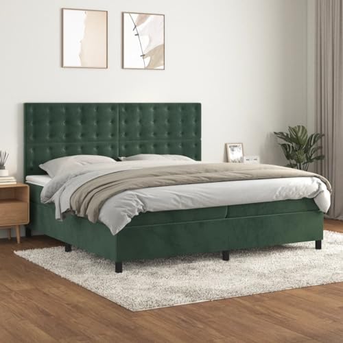 Juroupi Boxspringbett mit Matratze Bett Mit Matratze Bett Mit Bettkasten Boxspringbetten Mit Matratze Dunkelgrün 200x200 cm Samt - 3143286 von Juroupi