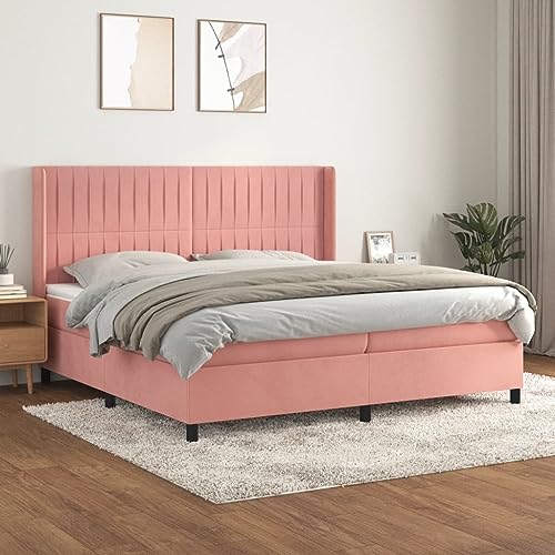 Juroupi Boxspringbett mit Matratze Bett Mit Matratze Bett Mit Bettkasten Boxspringbetten Mit Matratze Rosa 200x200 cm Samt - 3132824 von Juroupi
