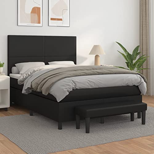 Juroupi Boxspringbett mit Matratze Bett Mit Matratze Bett Mit Bettkasten Boxspringbetten Mit Matratze Schwarz 140x200 cm Kunstleder - 3137545 von Juroupi