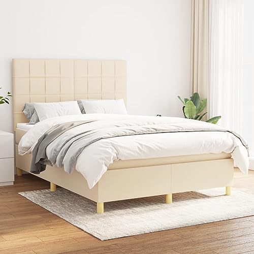 Juroupi Boxspringbett mit Matratze Bett Mit Matratze Betten Boxspringbett Mit Matratze Schlafzimmer Bett Creme 140x200 cm Stoff - 3142342 von Juroupi