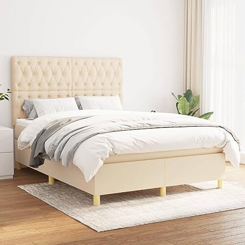 Juroupi Boxspringbett mit Matratze Bett Mit Matratze Betten Boxspringbett Mit Matratze Schlafzimmer Bett Creme 140x200 cm Stoff - 3142582 von Juroupi
