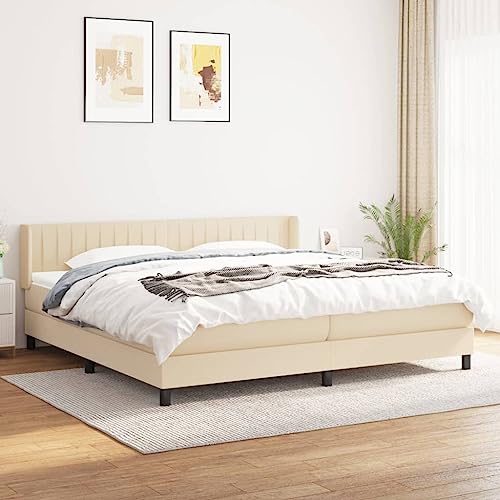 Juroupi Boxspringbett mit Matratze Bett Mit Matratze Betten Boxspringbett Mit Matratze Schlafzimmer Bett Creme 200x200 cm Stoff - 3129902 von Juroupi