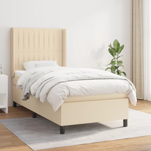 Juroupi Boxspringbett mit Matratze Bett Mit Matratze Betten Boxspringbett Mit Matratze Schlafzimmer Bett Creme 90x190 cm Stoff - 3131558 von Juroupi