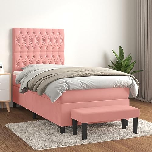 Juroupi Boxspringbett mit Matratze Bett Mit Matratze Betten Boxspringbett Mit Matratze Schlafzimmer Bett Rosa 90x200 cm Samt - 3138006 von Juroupi