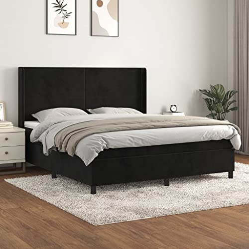 Juroupi Boxspringbett mit Matratze Bett Mit Matratze Betten Boxspringbett Mit Matratze Schlafzimmer Bett Schwarz 160x200 cm Samt - 3132569 von Juroupi