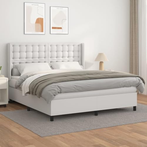 Juroupi Boxspringbett mit Matratze Bett Mit Matratze Betten Boxspringbett Mit Matratze Schlafzimmer Bett Weiß 160x200 cm Kunstleder - 3132508 von Juroupi