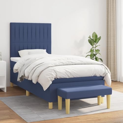 Juroupi Boxspringbett mit Matratze Boxspringbett Bett Mit Matratze Betten Box Spring Bett Betten Mit Matratze Blau 90x200 cm Stoff - 3137291 von Juroupi