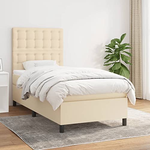 Juroupi Boxspringbett mit Matratze Boxspringbett Bett Mit Matratze Betten Box Spring Bett Betten Mit Matratze Creme 90x190 cm Stoff - 3142062 von Juroupi
