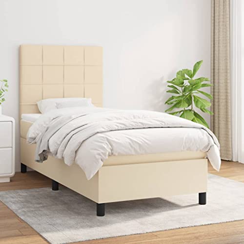 Juroupi Boxspringbett mit Matratze Boxspringbett Bett Mit Matratze Betten Box Spring Bett Betten Mit Matratze Creme 90x200 cm Stoff - 3141750 von Juroupi