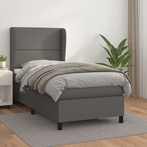 Juroupi Boxspringbett mit Matratze Boxspringbett Bett Mit Matratze Betten Box Spring Bett Betten Mit Matratze Grau 90x190 cm Kunstleder - 3128947 von Juroupi