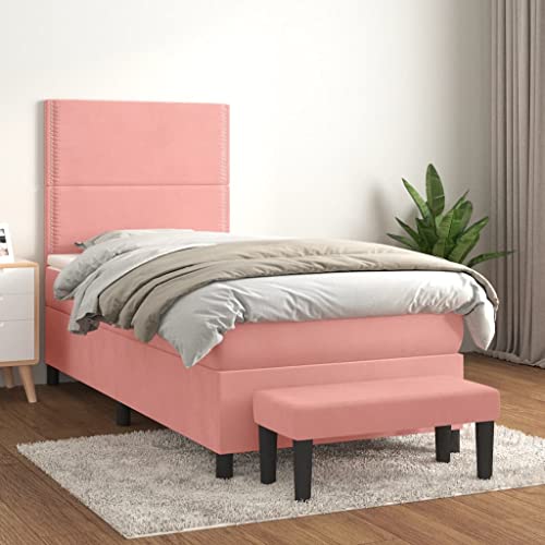 Juroupi Boxspringbett mit Matratze Boxspringbett Bett Mit Matratze Betten Box Spring Bett Betten Mit Matratze Rosa 90x190 cm Samt - 3137760 von Juroupi
