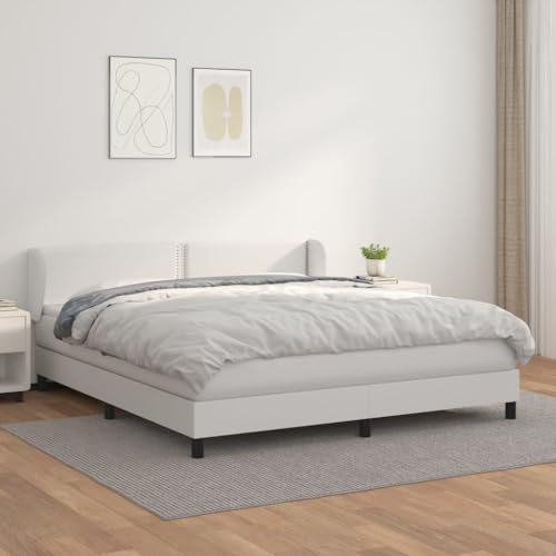 Juroupi Boxspringbett mit Matratze Boxspringbett Bett Mit Matratze Betten Box Spring Bett Betten Mit Matratze Weiß 180x200 cm Kunstleder - 3127266 von Juroupi