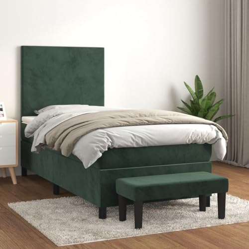 Juroupi Boxspringbett mit Matratze Dunkelgrün 80x200 cm Bett Boxspringbett Bett Mit Matratze Schlafzimmer MöBel Betten Samt - 3137692 von Juroupi