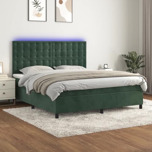 Juroupi Boxspringbett mit Matratze & LED Bett Mit Matratze Bett Mit Bettkasten Boxspringbetten Mit Matratze Dunkelgrün 180x200 cm Samt - 3136380 von Juroupi