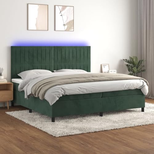 Juroupi Boxspringbett mit Matratze & LED Bett Mit Matratze Bett Mit Bettkasten Boxspringbetten Mit Matratze Dunkelgrün 200x200 cm Samt - 3136266 von Juroupi