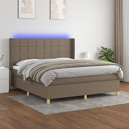 Juroupi Boxspringbett mit Matratze & LED Bett Mit Matratze Bett Mit Bettkasten Boxspringbetten Mit Matratze Taupe 180x200 cm Stoff - 3138897 von Juroupi