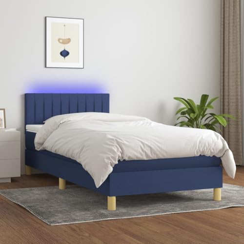 Juroupi Boxspringbett mit Matratze & LED Bett Mit Matratze Boxspringbett Betten Box Spring Bett Betten Mit Matratze Blau 100x200 cm Stoff - 3133859 von Juroupi