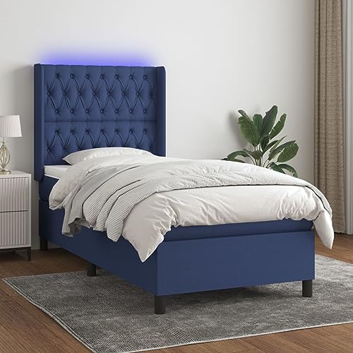 Juroupi Boxspringbett mit Matratze & LED Bett Mit Matratze Boxspringbett Betten Box Spring Bett Betten Mit Matratze Blau 90x200 cm Stoff - 3138531 von Juroupi