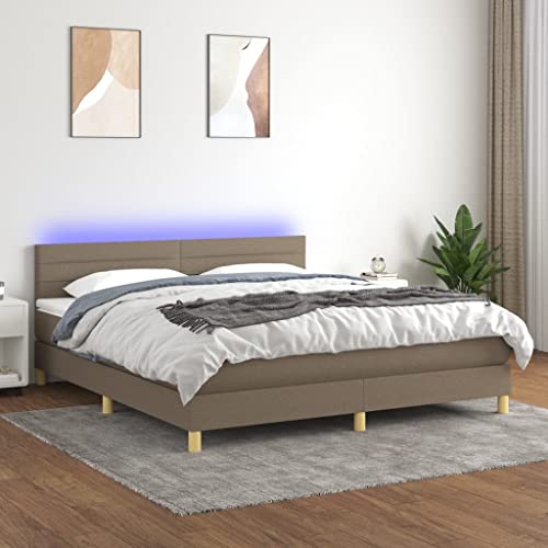 Juroupi Boxspringbett mit Matratze & LED Bett Mit Matratze Boxspringbett Betten Box Spring Bett Betten Mit Matratze Taupe 160x200 cm Stoff von Juroupi