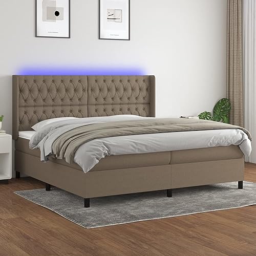 Juroupi Boxspringbett mit Matratze & LED Bett Mit Matratze Boxspringbett Betten Box Spring Bett Betten Mit Matratze Taupe 200x200 cm Stoff - 3138585 von Juroupi
