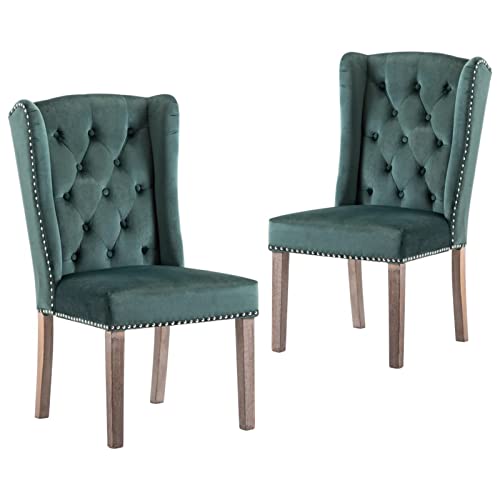Juroupi Esszimmerstühle 2 STK. EsszimmerstüHle StüHle Esszimmer Wohnzimmer MöBel Dining Chairs Essstuhl Dunkelgrün Samt von Juroupi