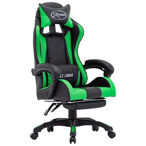 Juroupi Gaming-Stuhl mit Fußstütze Gamer Stuhl Gaming Chair Office Chair BüRostüHle Computerstuhl Grün und Schwarz Kunstleder von Juroupi