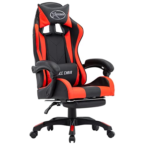 Juroupi Gaming-Stuhl mit Fußstütze Gamer Stuhl Gaming Chair Office Chair BüRostüHle Computerstuhl Rot und Schwarz Kunstleder von Juroupi